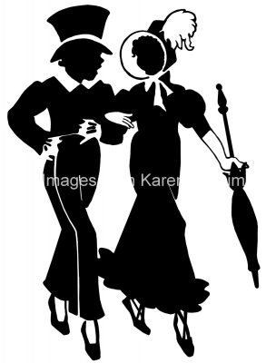 Couple Silhouette 10 - Walking Arm in Arm