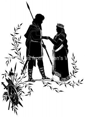 Couple Silhouette 5 - Knight and Queen