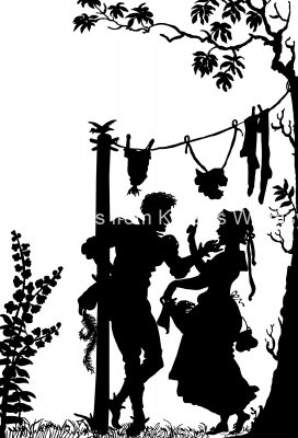 Couple Silhouette 7 - Man and Woman Flirting