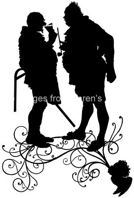 Silhouettes of Men 6 - Men with Pipe and Wine