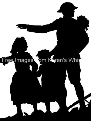 Human Silhouette 2 - Soldier with Children