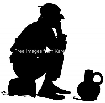 Silhouette of a Man 2 - Man Sitting on a Rock