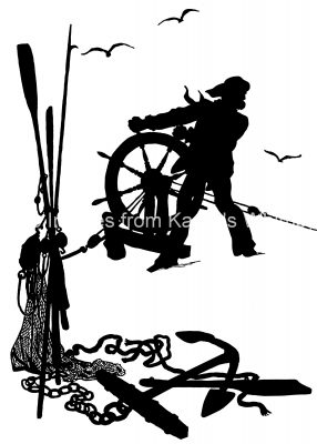 Silhouette of a Man 6 - Man Steering a Ship
