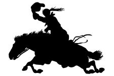 Cowboy on Horse Silhouette 10 - Cowgirl Waving her Hat