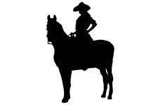 Cowboy on Horse Silhouette 2 - Cowgirl and Horse