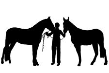 Horse Silhouette Clip Art 6 - Person with Two Horses
