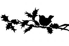 Bird on Branch Silhouette 5 - Bird on Holly