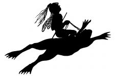 Fairy Silhouette Clip Art 12 - Fairy Riding on a Frog