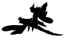 Fairy Silhouette Clip Art 6 - Fairy Riding a Dragonfly