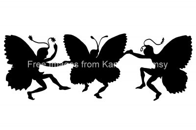 Fairy Silhouette Clip Art 10 - Three Fairies Dancing