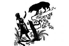 Animal Silhouette Art 6 - Woman Faces a Wolf