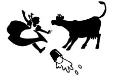 Farm Animal Silhouette 12 - Girl With Cow
