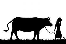 Farm Animal Silhouette 6 - Leading a Cow Home