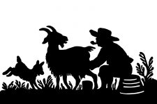 Farm Animal Silhouette 8 - Man Milking a Goat