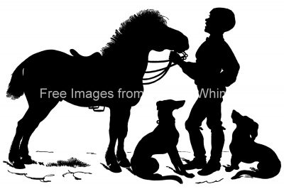 Farm Animal Silhouette 1 - Dogs and a Pony