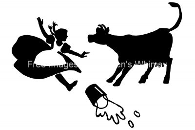 Farm Animal Silhouette 12 - Girl With Cow