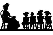 Free Silhouette Clip Art 10 - Lady with Children in Chairs