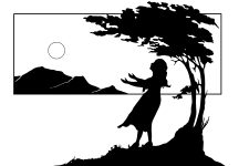 Free Silhouette Clip Art 12 - Girl Underneath a Tree