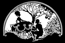 Free Silhouette Clip Art 3 - Man and Woman beneath Tree