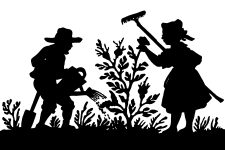 Free Silhouette Clip Art 7 - Woman and Man in Garden