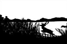 Free Silhouette Clip Art 8 - Elk by a Lake