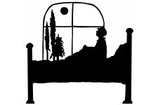 Free Silhouette Clip Art 9 - Boy Sitting in Bed