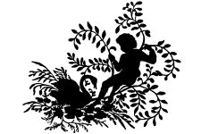 Silhouette Artwork 9 - Child with a Swan