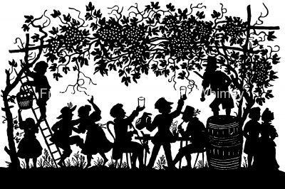Silhouette Artwork 1 - People at Party in Vineyards