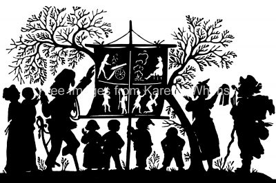Silhouette Artwork 4 - People around a Battle Flag