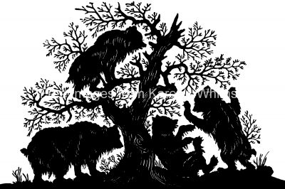 Silhouette Artwork 7 - Bears Playing in a Tree