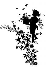 Free Silhouette Images 4 - Child with Flowers