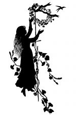Free Silhouette Images 5 - Girl with Floral Wreath