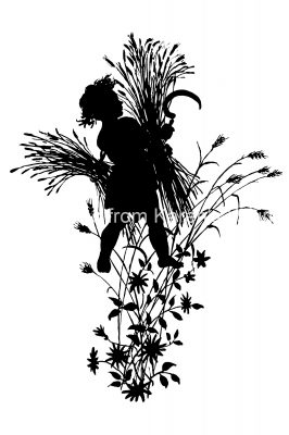 Free Silhouette Images 6 - Child Cutting Wheat