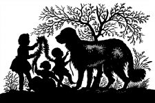 Silhouette Images 7 - Children with Large Dog