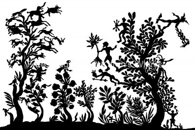 Silhouette Image 1 - Animals and People in Trees