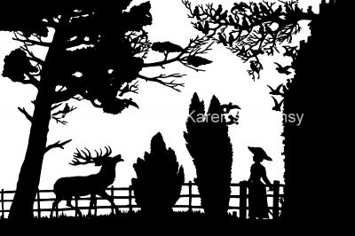 Silhouette Image 2 - Woman and Deer in a Park