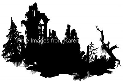Silhouette Image 4 - Ruins among the Trees