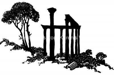 Silhouette Image 5 - Ruined Columns and Trees