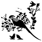 Silhouette Clip Art 5 - Pheasant and Sparrows