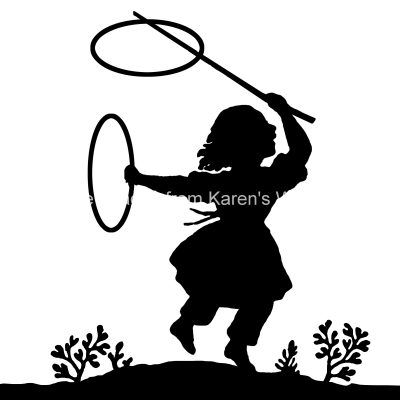 Silhouette Clip Art 10 - Girl Playing with Hoops