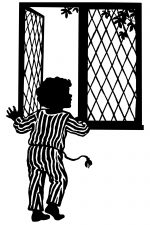 Silhouette Clipart 1 - Boy Standing at a Window