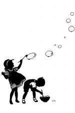 Silhouette Clipart 4 - Kids Playing with Bubbles