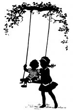 Silhouette Clipart 7 - Girl Pushing a Swing