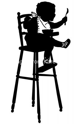 Silhouette Clipart 2 - Child Eating in High Chair