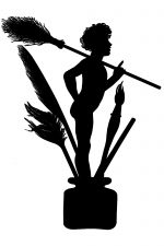 Clipart Silhouette 5 - Elf Holding Broomstick