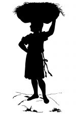 Clipart Silhouette 6 - Girl Carrying Straw