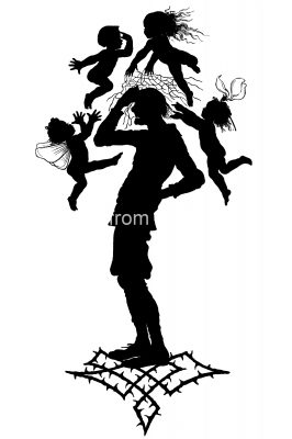 Clipart Silhouette 3 - Man Harassed By Fairies