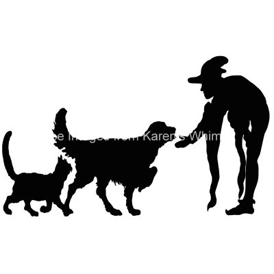 Free Silhouette 8 - Jester with Dog and Cat