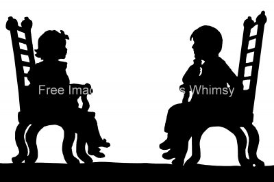Images of Silhouettes 8 - Children Sitting in Chairs