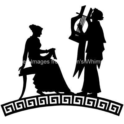 Silhouette Pictures 1 - Man Plays Harp to Woman